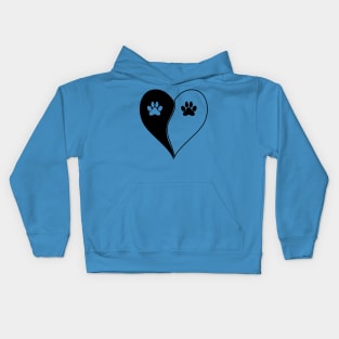 Love with pet footprint with paw and heart symbol graphic Kids Hoodie